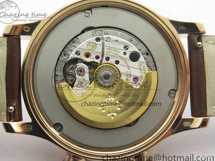 MIROTIME 0323 Calatrava 5524R Pilot Travel Time RG GRF Brown Dial on Brown Leather Strap MIYOTA TopPick 7155